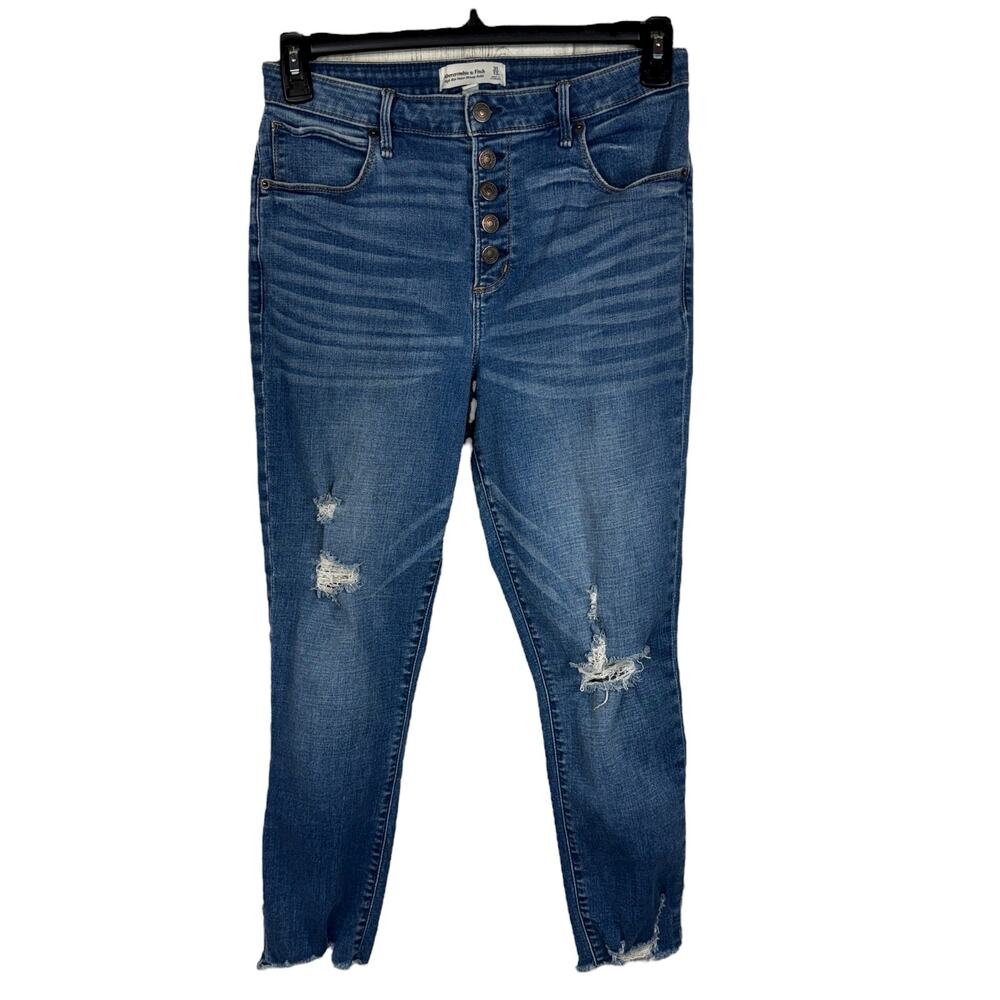 Abercrombie & Fitch SZ 31/12 Super Skinny Ankle Jeans Hi-Rise Button-Fly Stretch